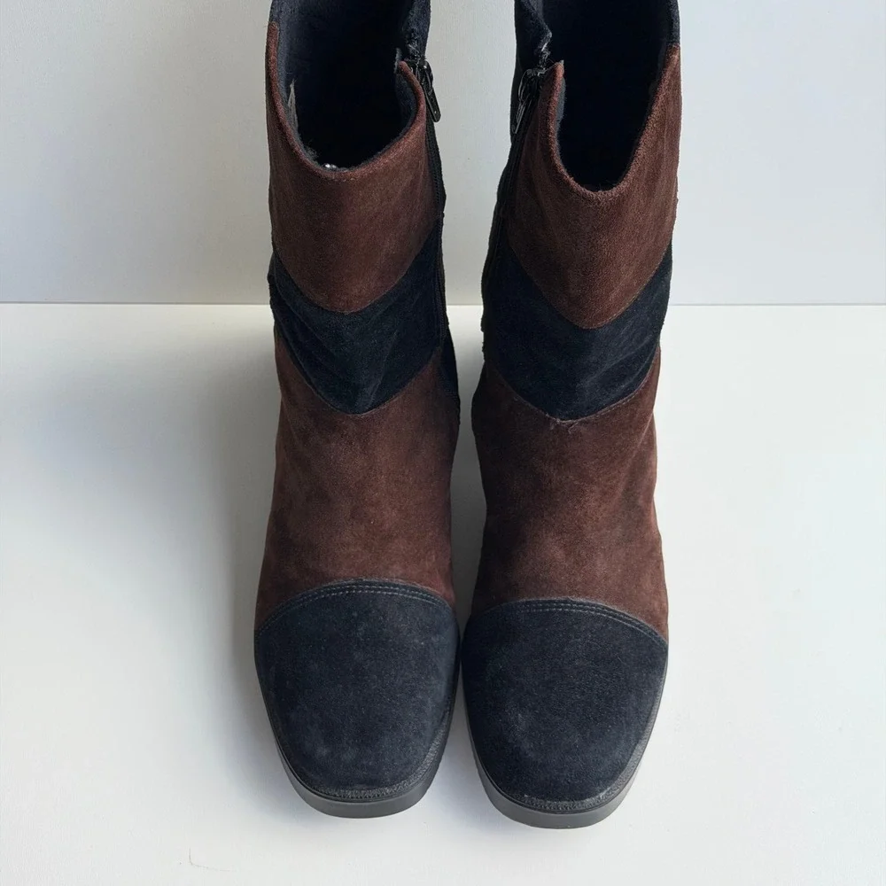 VTG Y2K Patchwork Hush Puppies‎ Boots Women 8.5 Brown Suede Waterproof Canada
